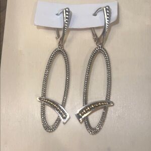 Lagos 925 Sterling Silver and 18k Gold Oval Earrings